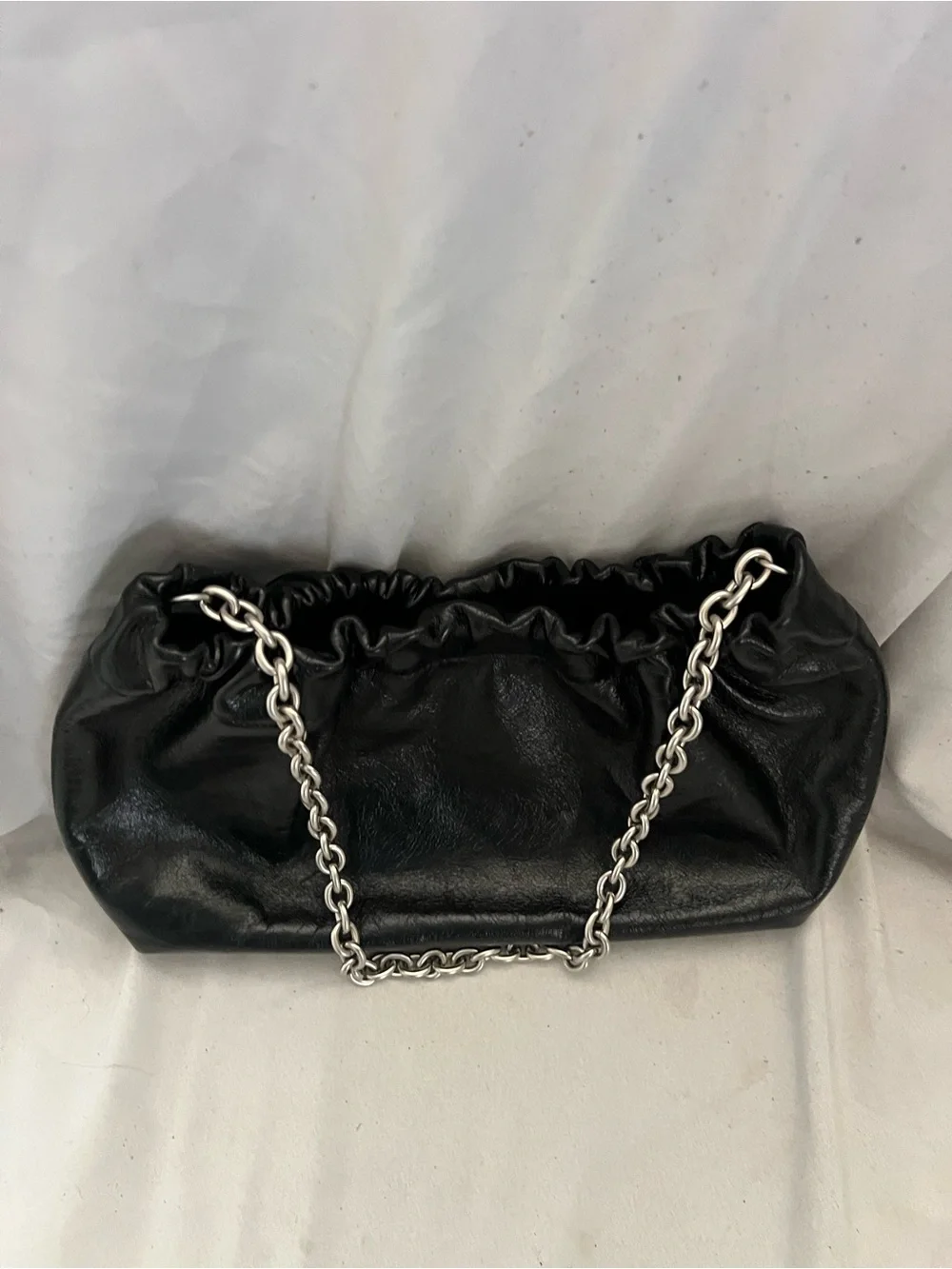 Reformation DAHLIA Black Leather Chain Bag $348 New